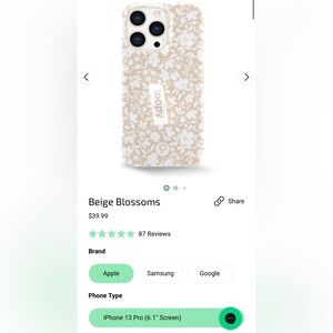 Loopy Case Beige Blossoms iPhone 13 Pro Case
